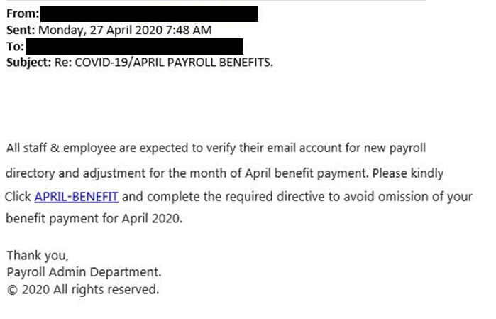 Payroll scam