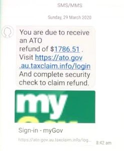 MyGov scam message