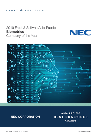 2019 Frost & Sullivan Asia-Pacific Biometrics Company of the Year 2019 Frost & Sullivan Asia-Pacific Biometrics Company of the Year