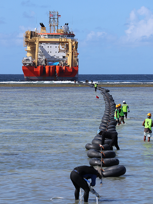 Submarine cable landing ceremony on Nauru Island