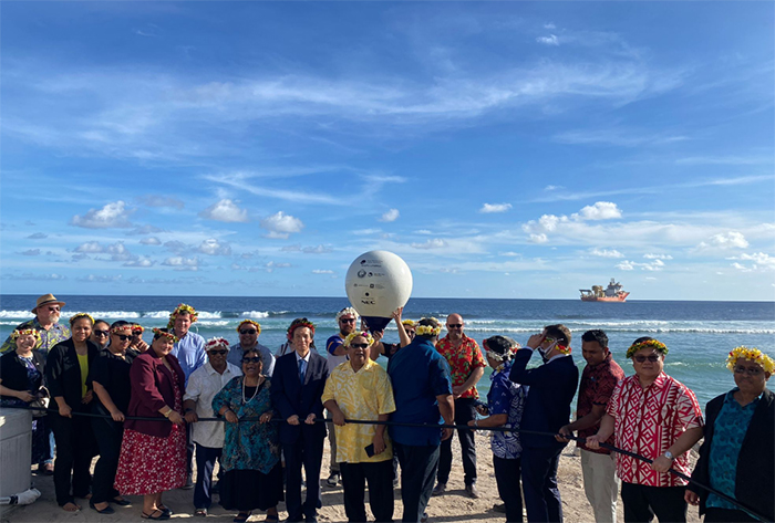 Submarine cable landing ceremony on Nauru Island